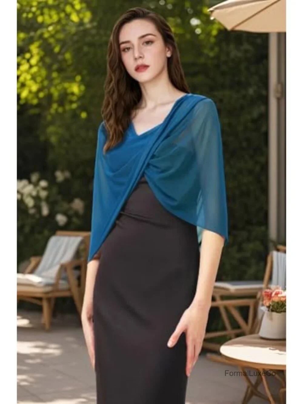 Sheer Chiffon Wrap Shawl for Evening Dresses & Weddings